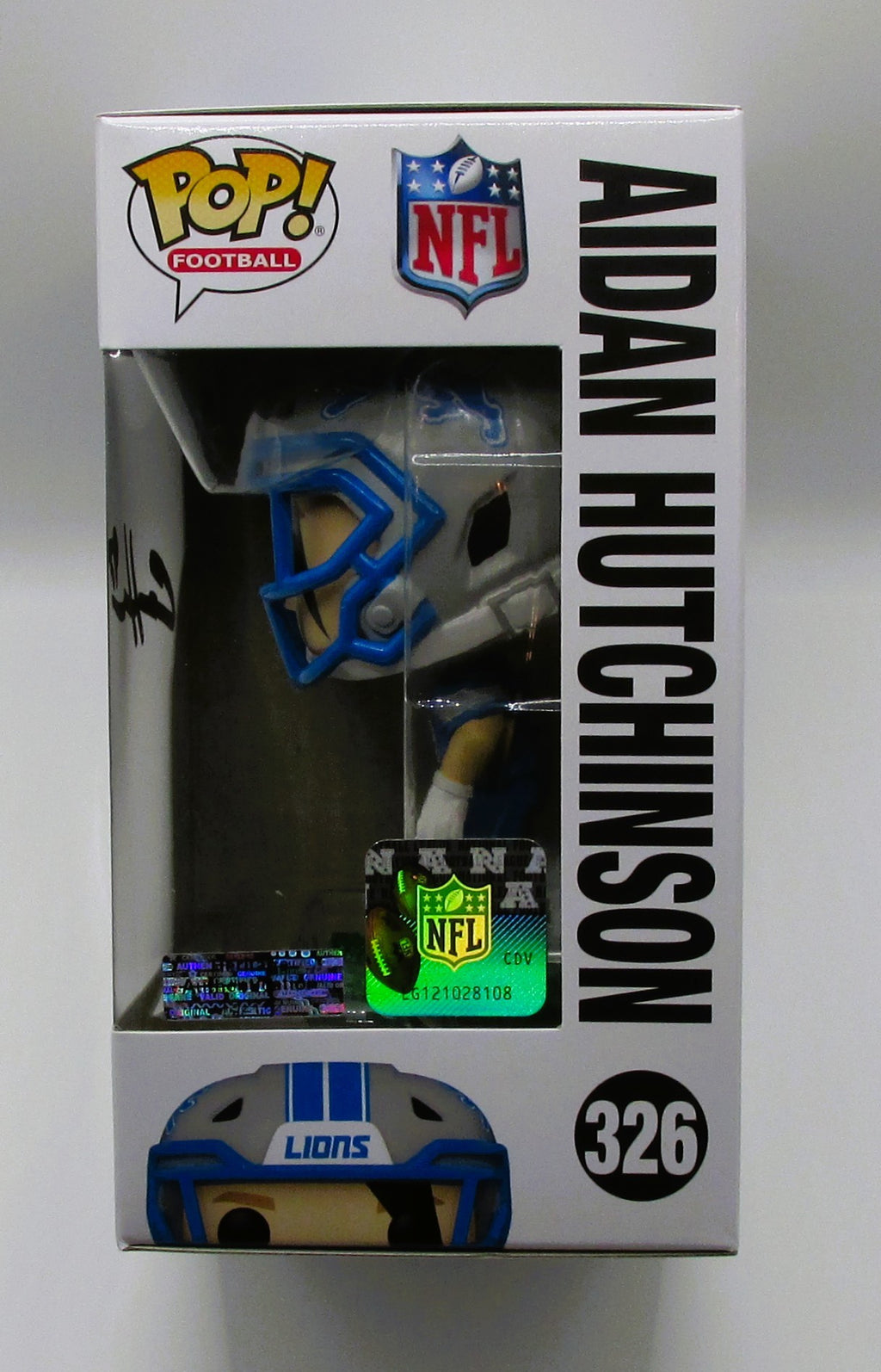 Aidan Hutchinson Signed Funko In Case With COA (152172) (Lions)