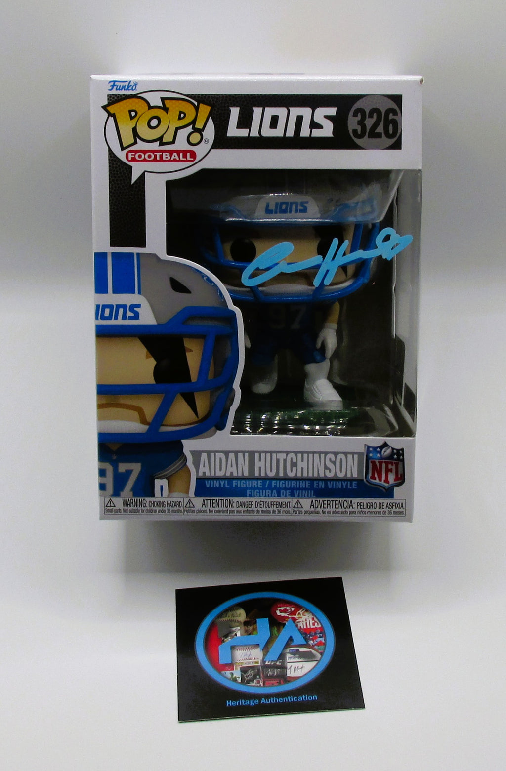 Aidan Hutchinson Signed Funko In Case With COA (152180) (Lions)