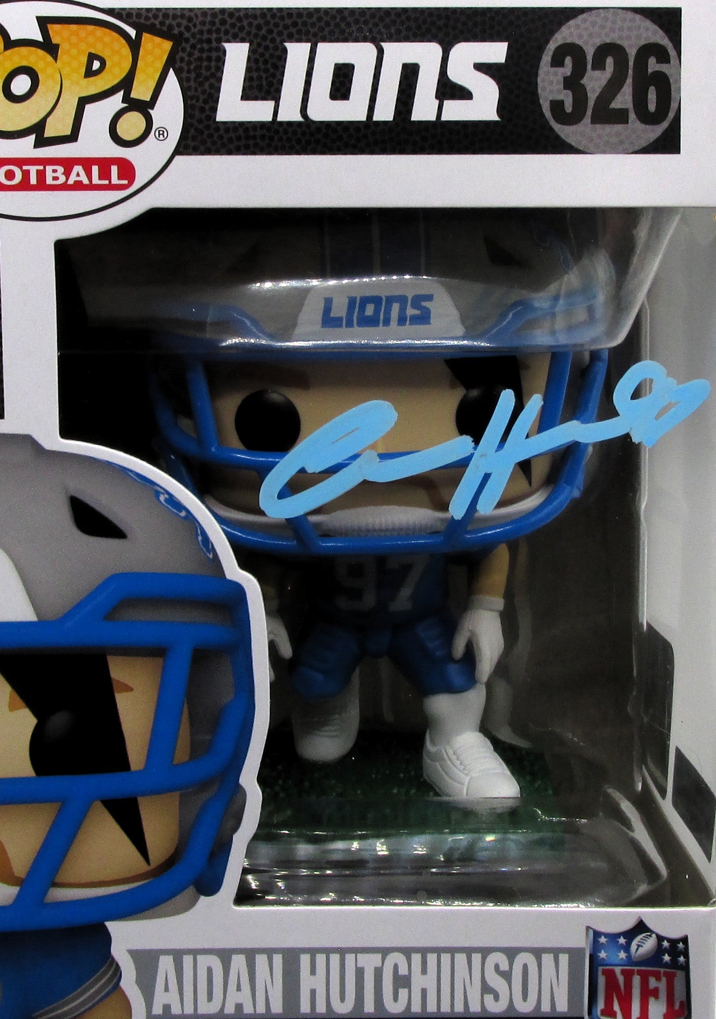 Aidan Hutchinson Signed Funko In Case With COA (152180) (Lions)