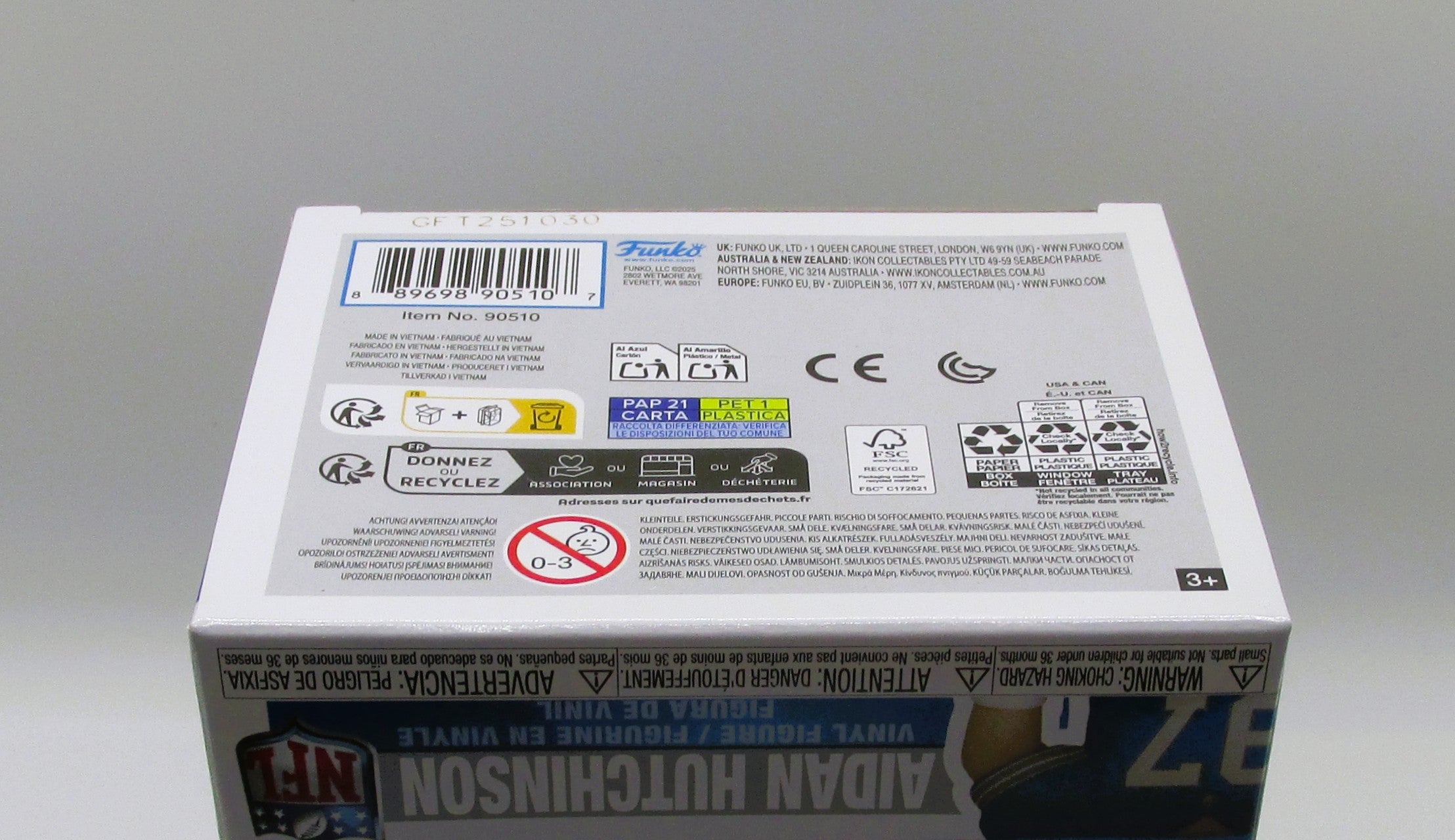 Aidan Hutchinson Signed Funko In Case With COA (152180) (Lions)