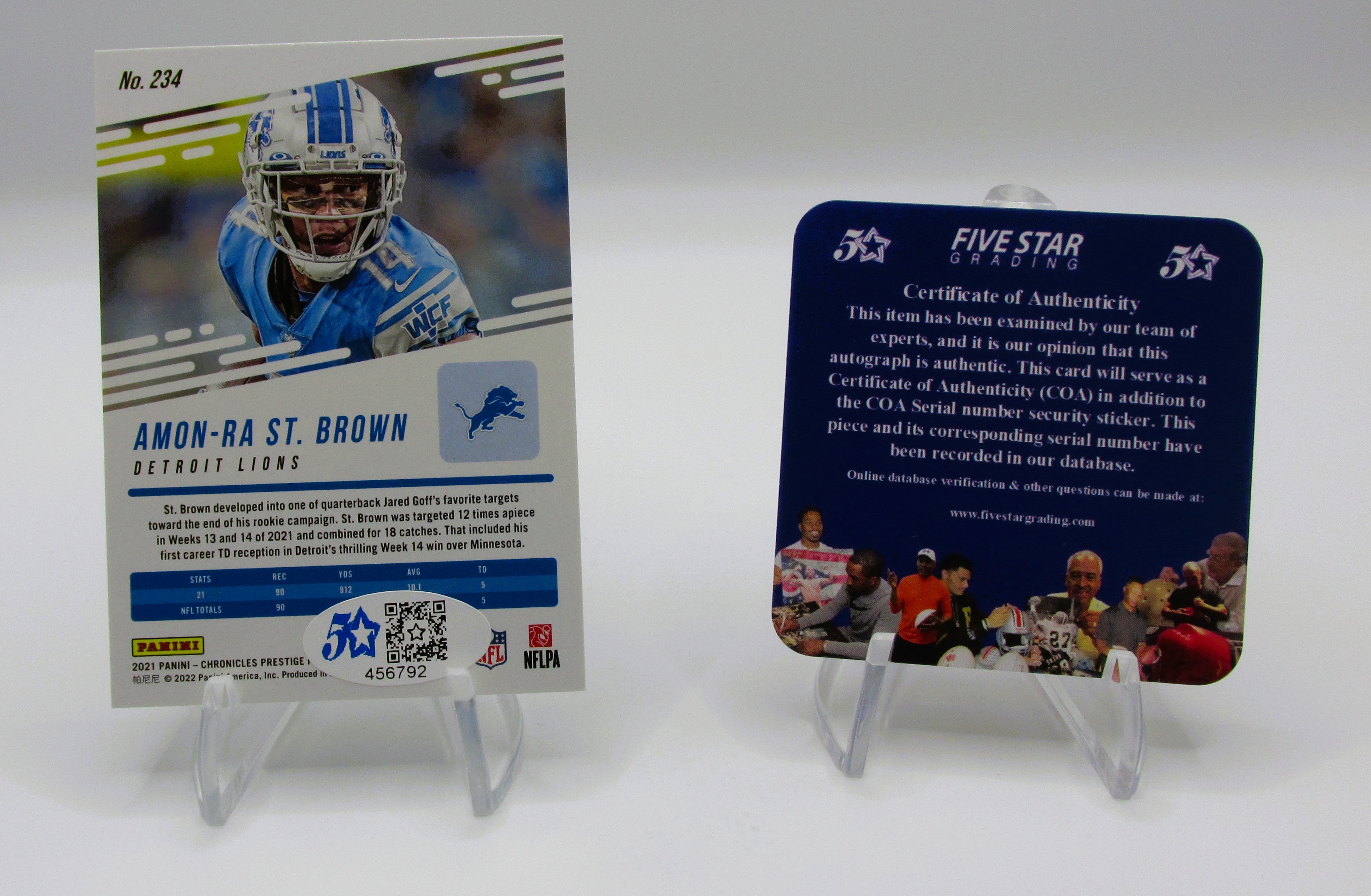 Amon-Ra St. Brown Signed Rookie Card With COA (456792) (Lions)