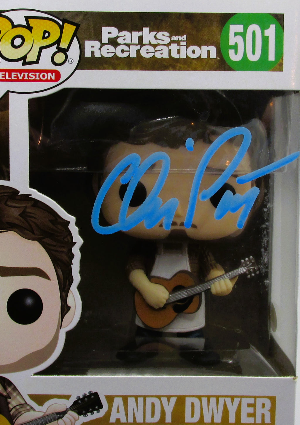 Andy Dwyer (Chris Pratt) Signed Funko In Case With COA (A52019) (Parks & Rec)