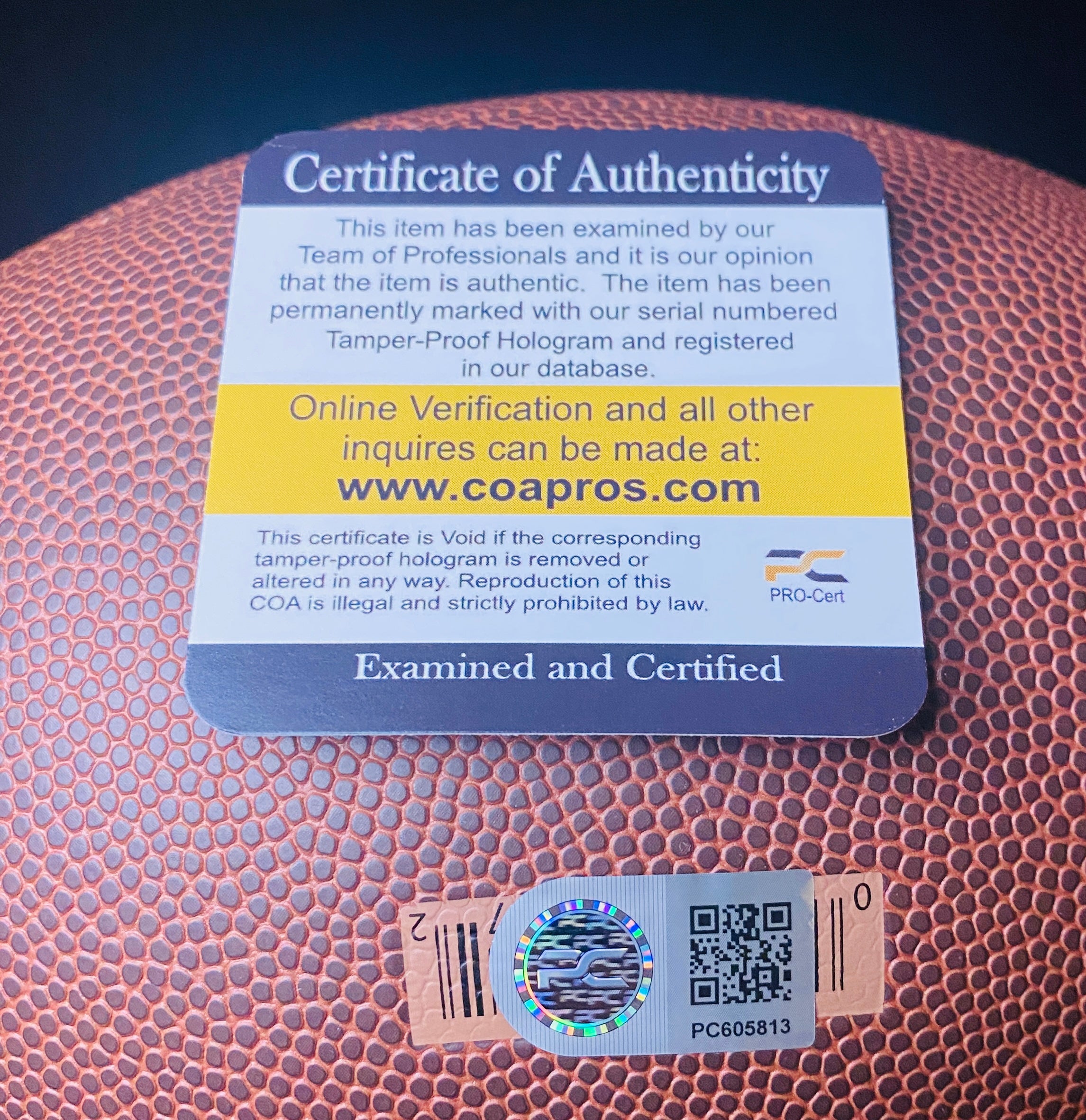 Barry Sanders Signed Football With COA (PC605813) (Lions)