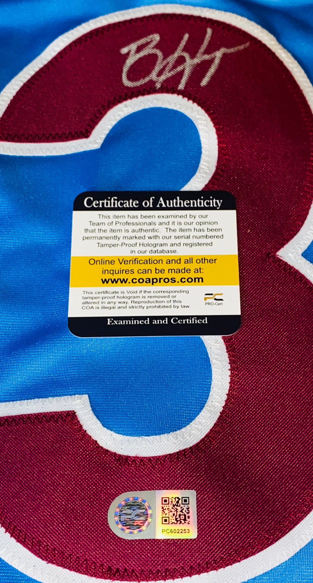 Bryce Harper Signed Jersey With COA (PC602253) (Phillies)