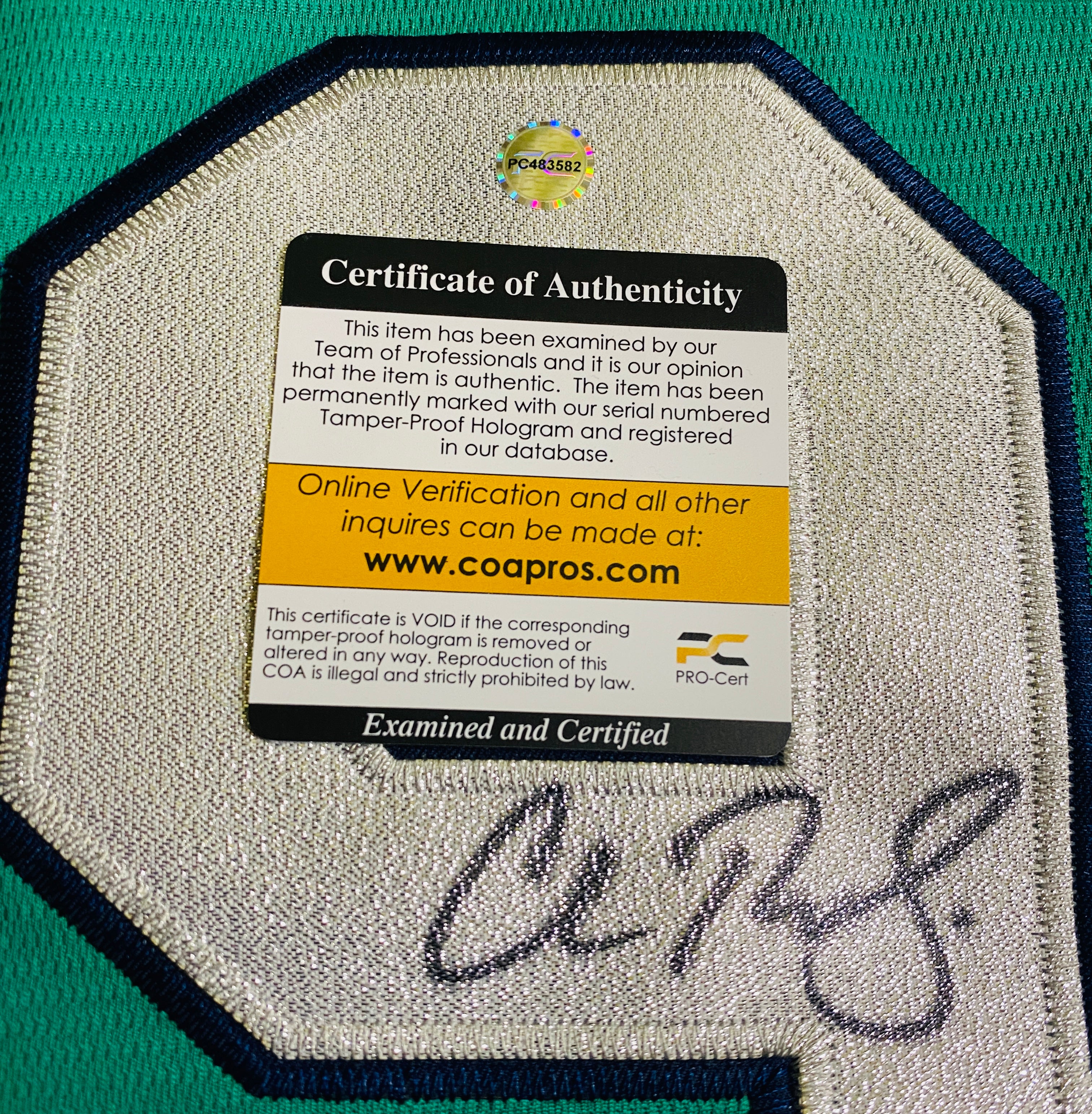 Cal Raleigh Signed Jersey With COA (PC483582) (Mariners)