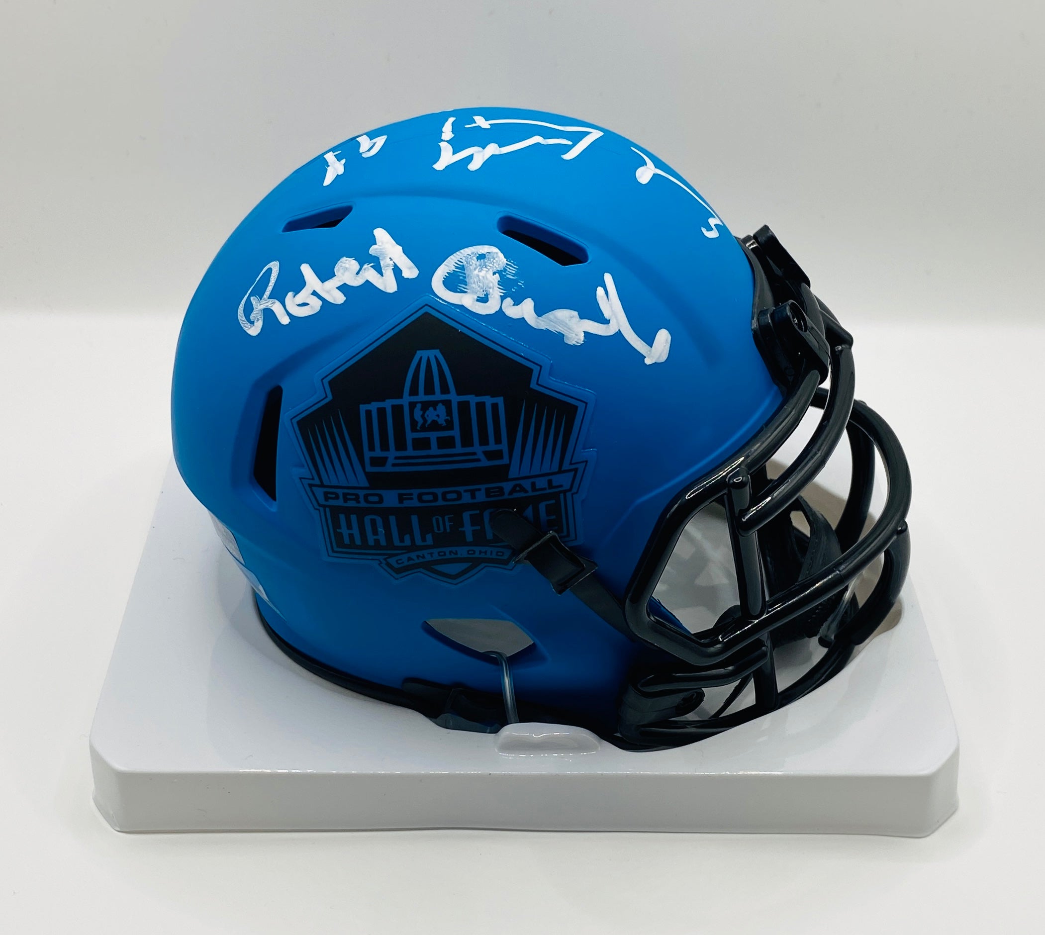 Earl Campbell And Robert Brazil Signed Mini Helmet With COA (9536) (Oilers)