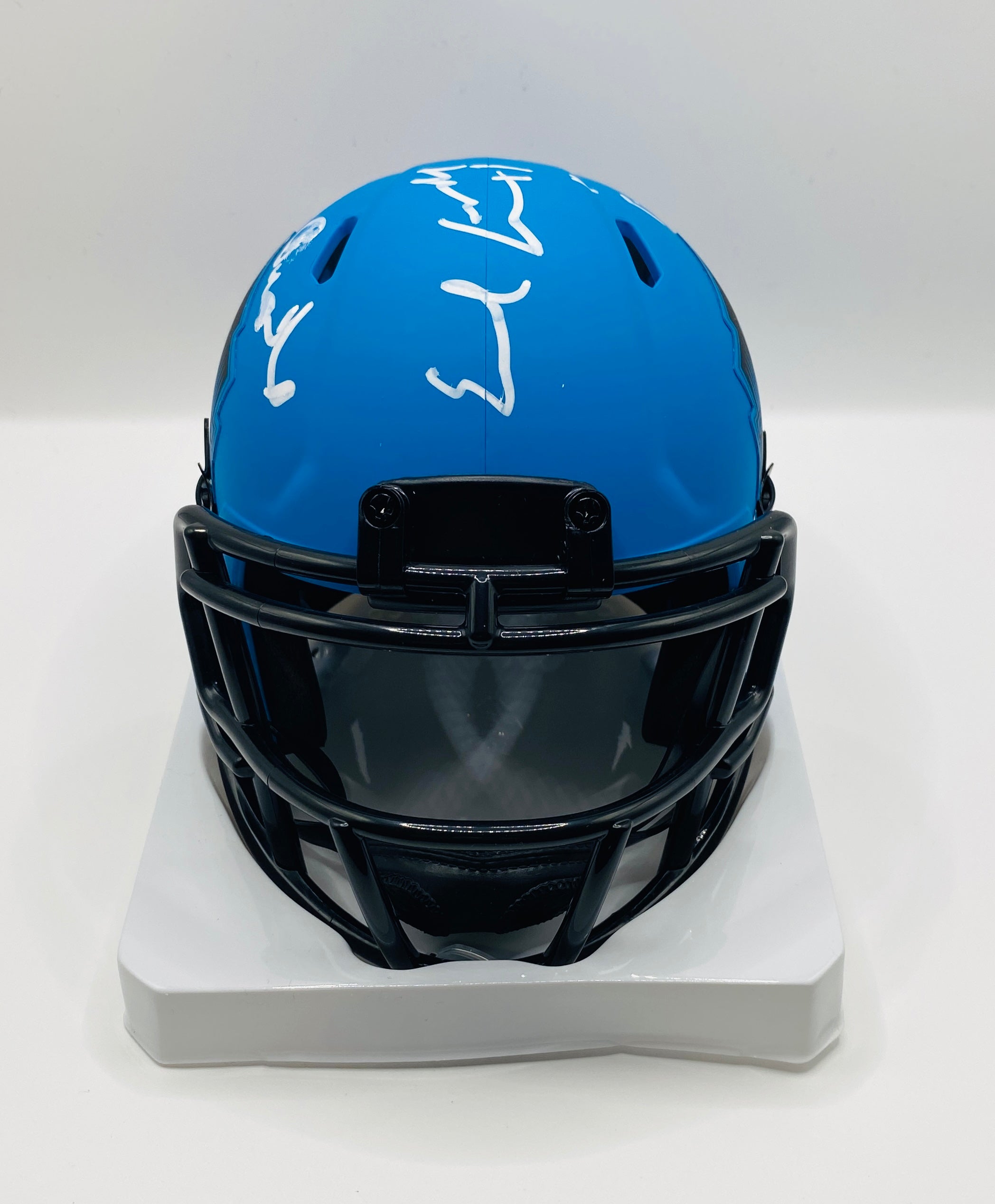 Earl Campbell And Robert Brazil Signed Mini Helmet With COA (9536) (Oilers)