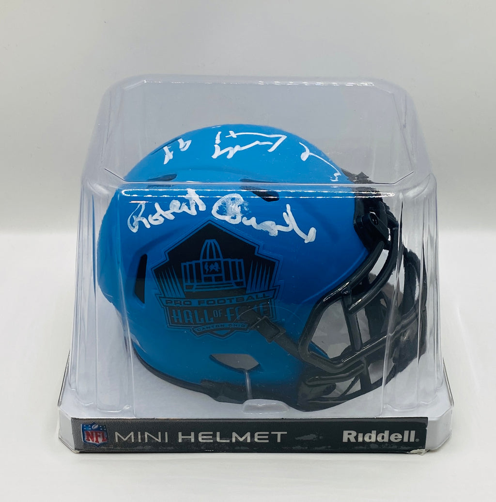 Earl Campbell And Robert Brazil Signed Mini Helmet With COA (9536) (Oilers)