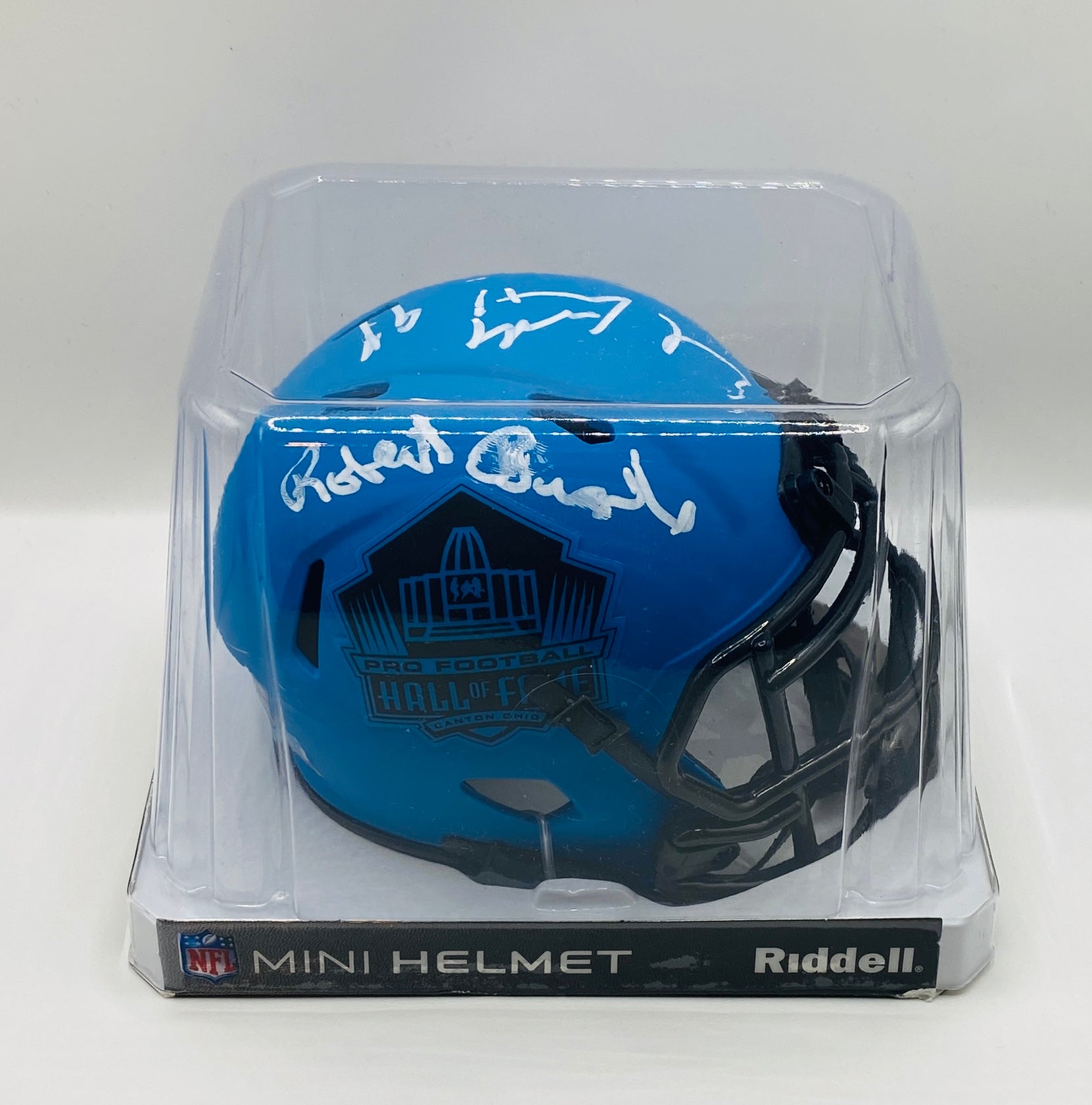 Earl Campbell And Robert Brazil Signed Mini Helmet With COA (9536) (Oilers)