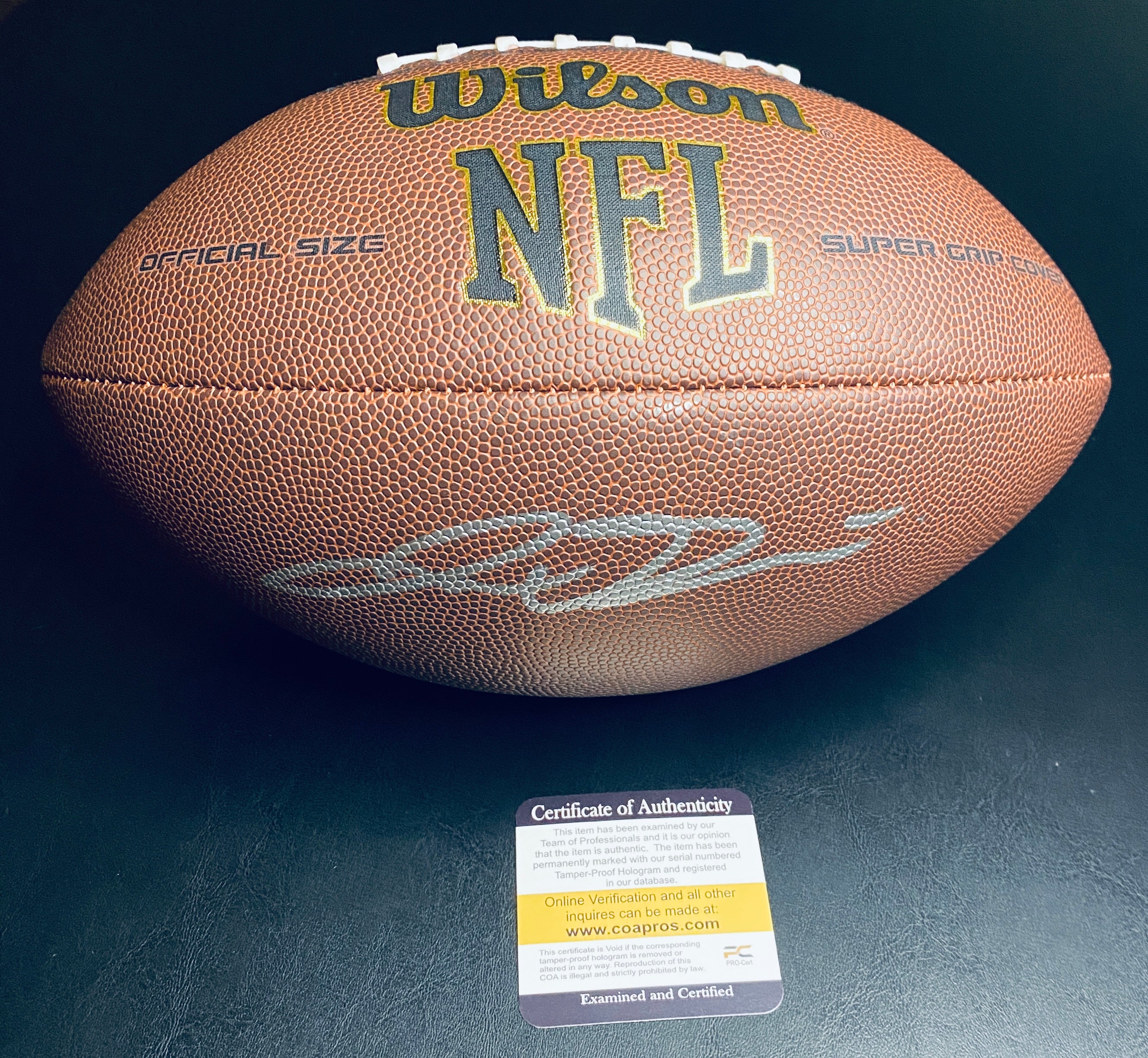 Jaxson Dart Signed Football With COA (PC602743) (Giants)