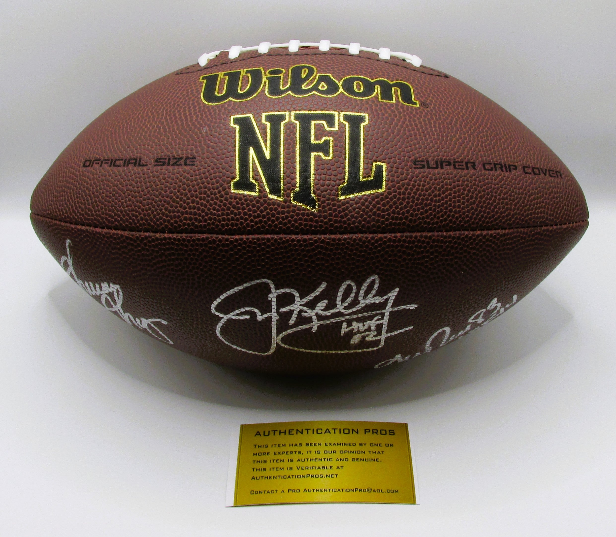 Jim Kelly, Thurman Thomas And Andre Reed Signed Football With COA (Bills)