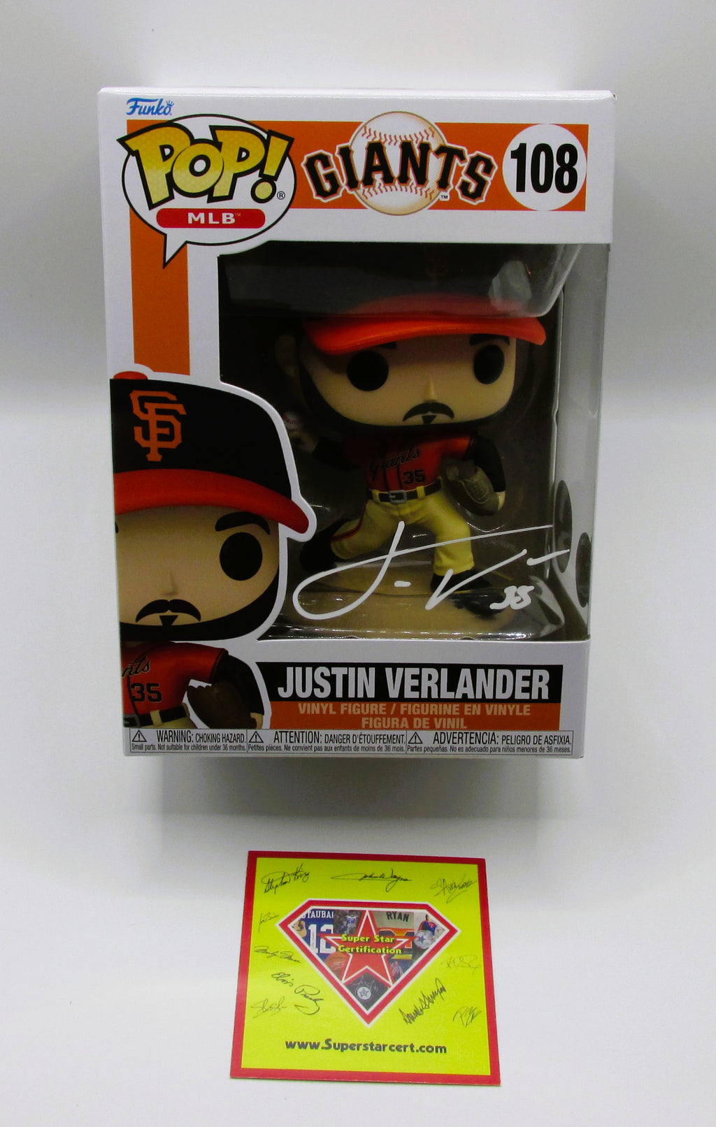 Justin Verlander Signed Funko In Case With COA (140212) (Giants)
