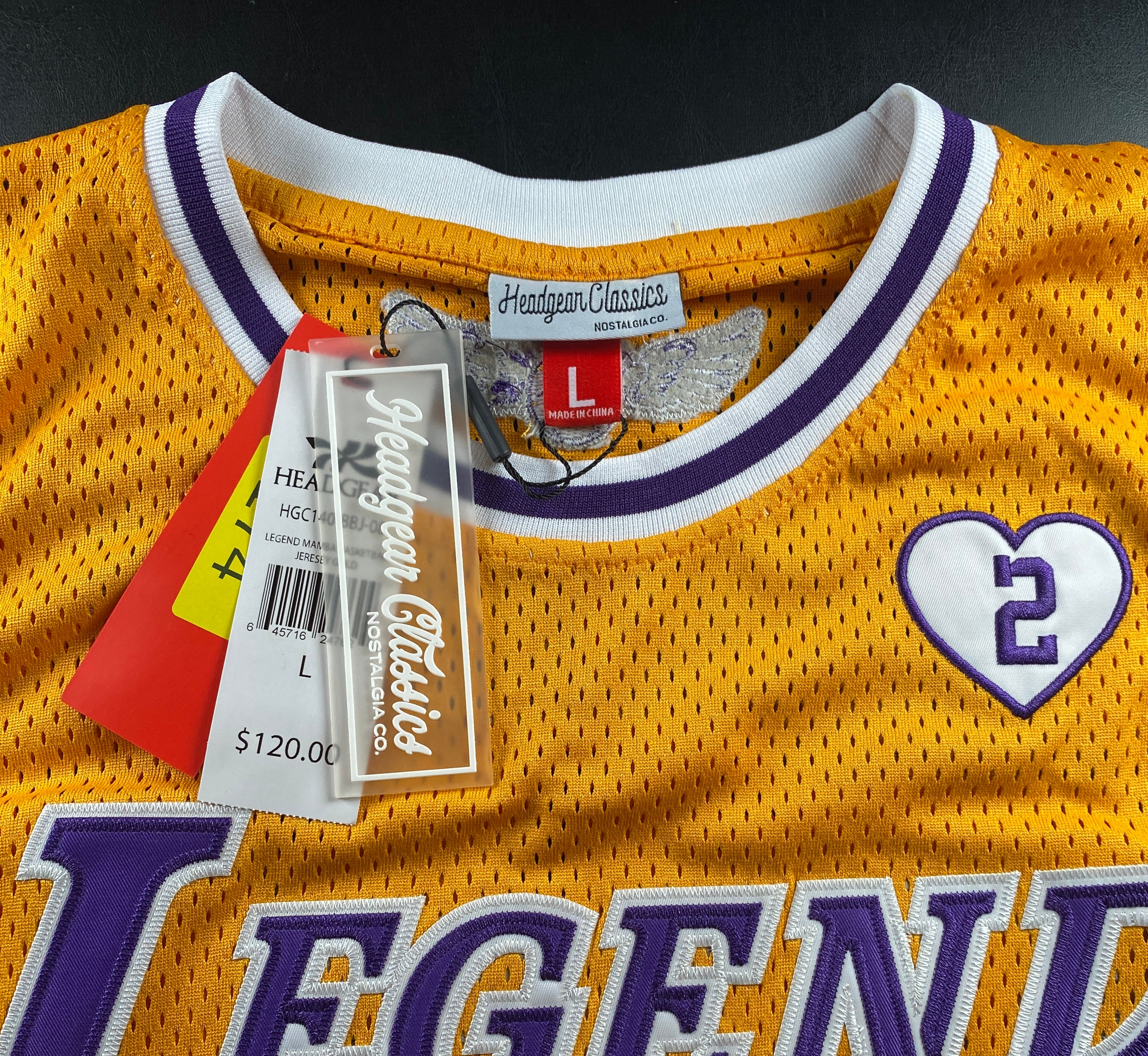 NWT - Adult Large Kobe Bryant Yellow Jersey, Legend on Front, Mamba on Back