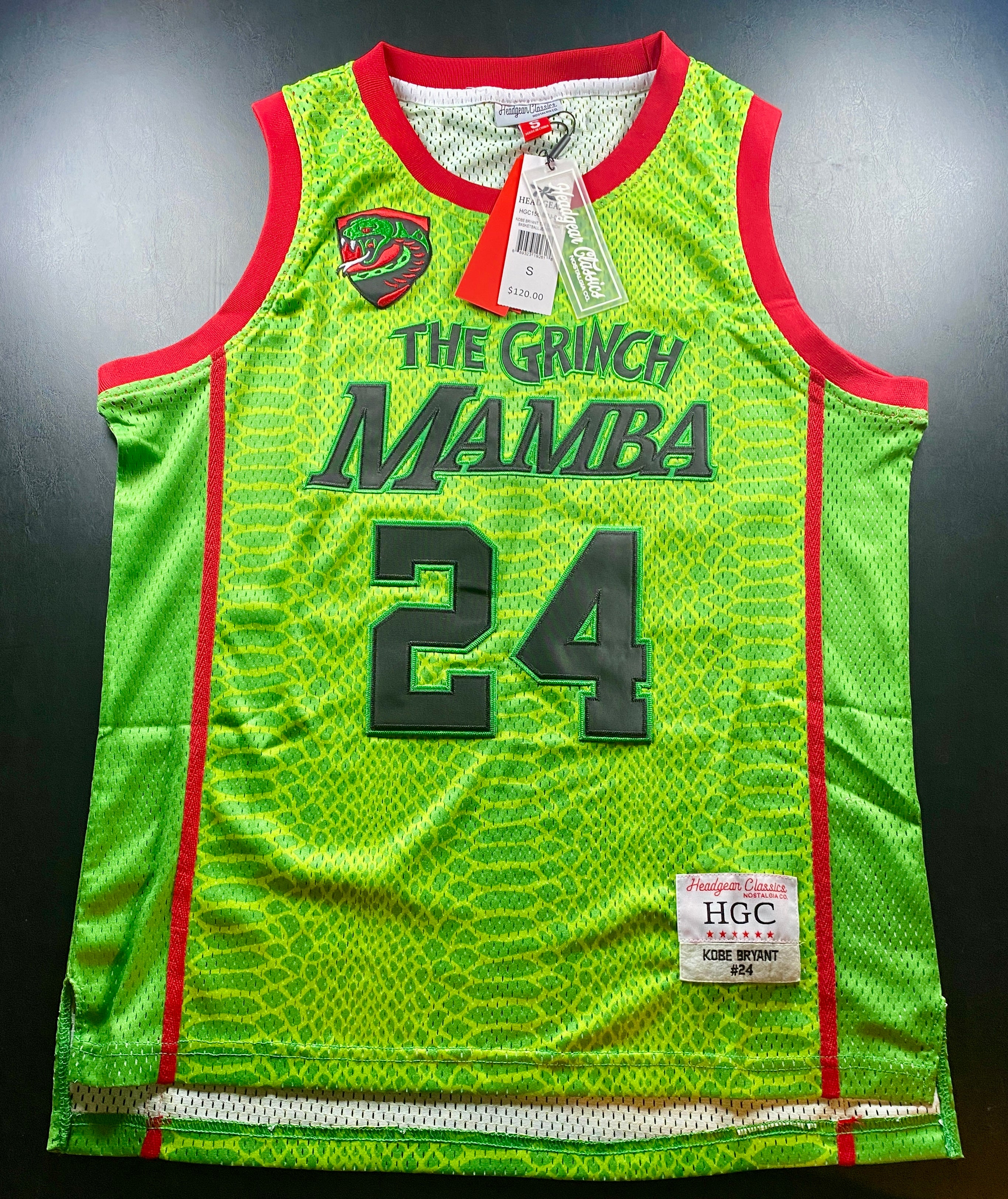 NWT - Adult Small Kobe Bryant Jersey, Grinch Mamba on Front, Bryant on Back