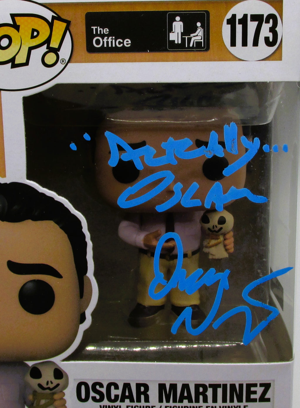 Oscar Martinez (Oscar Nunez) Signed Funko In Case With COA (152444) (The Office)