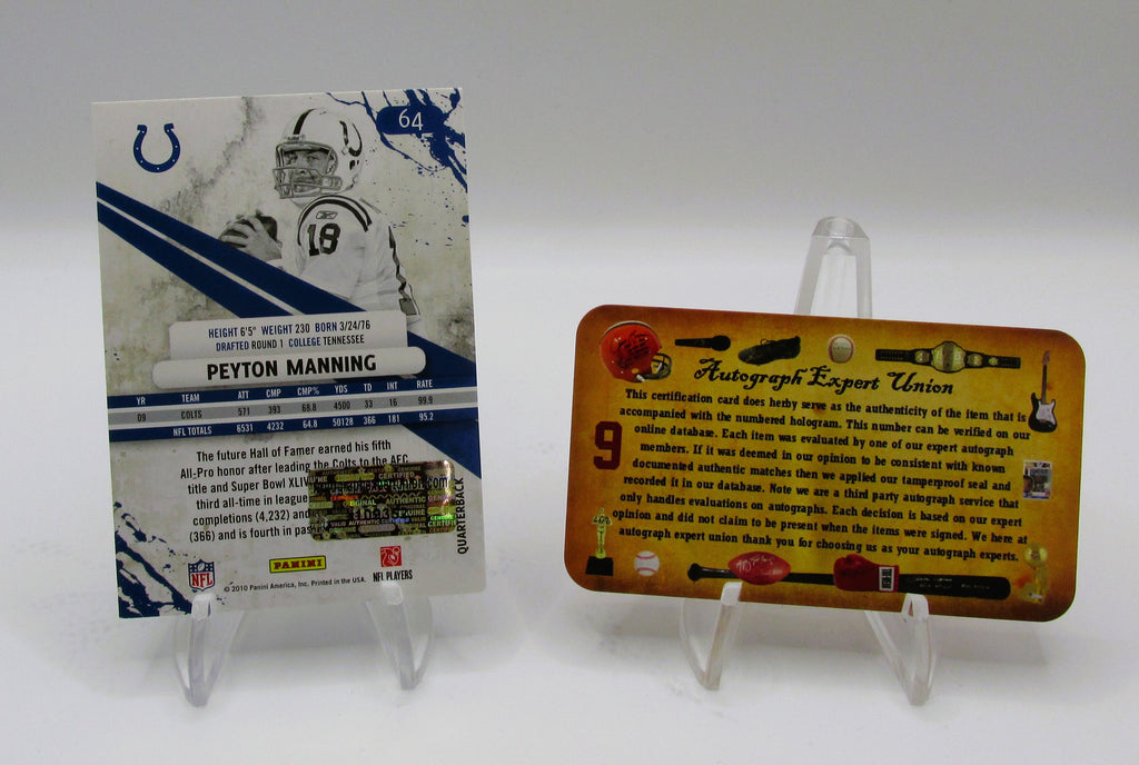 Peyton Manning Signed Card With COA (109352) (Colts)