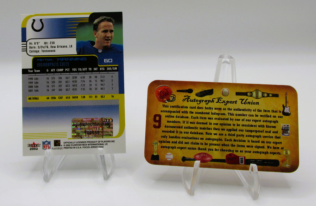 Peyton Manning Signed Card With COA (109655) (Colts)