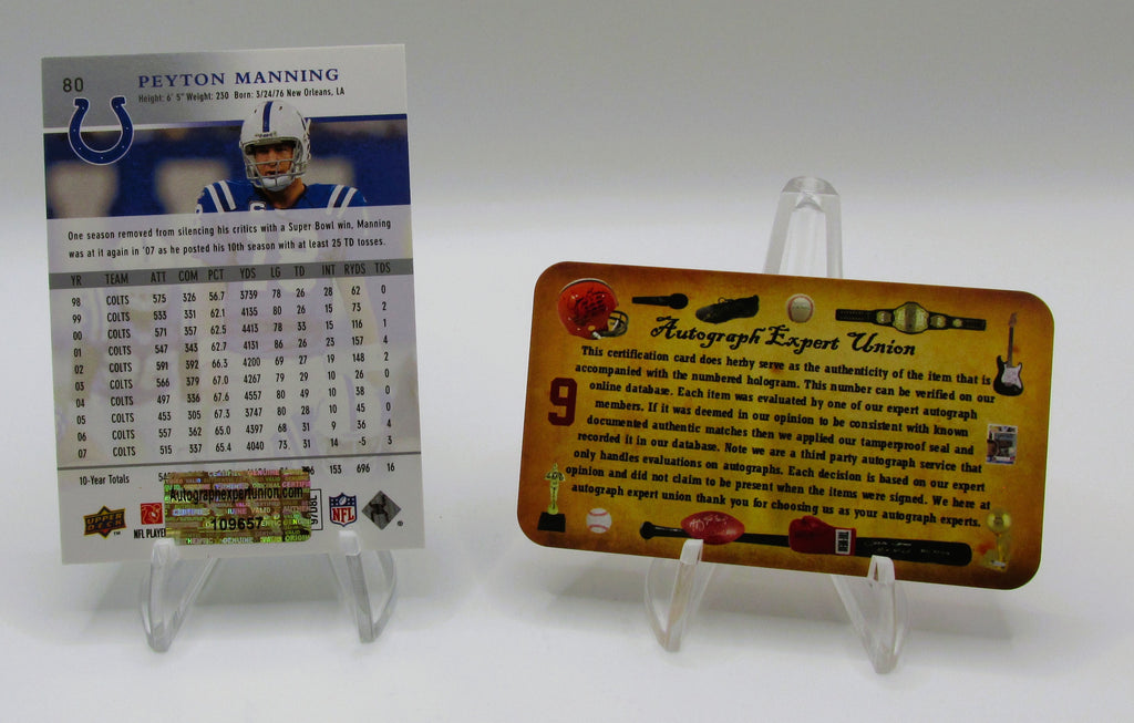 Peyton Manning Signed Sports Card With COA (109657) (Colts)