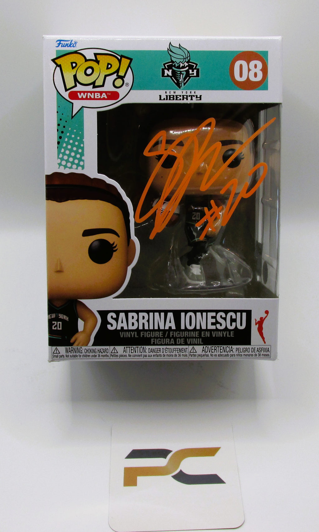 Sabrina Ionescu Signed Funko In Case With COA (PC484057) (Liberty)