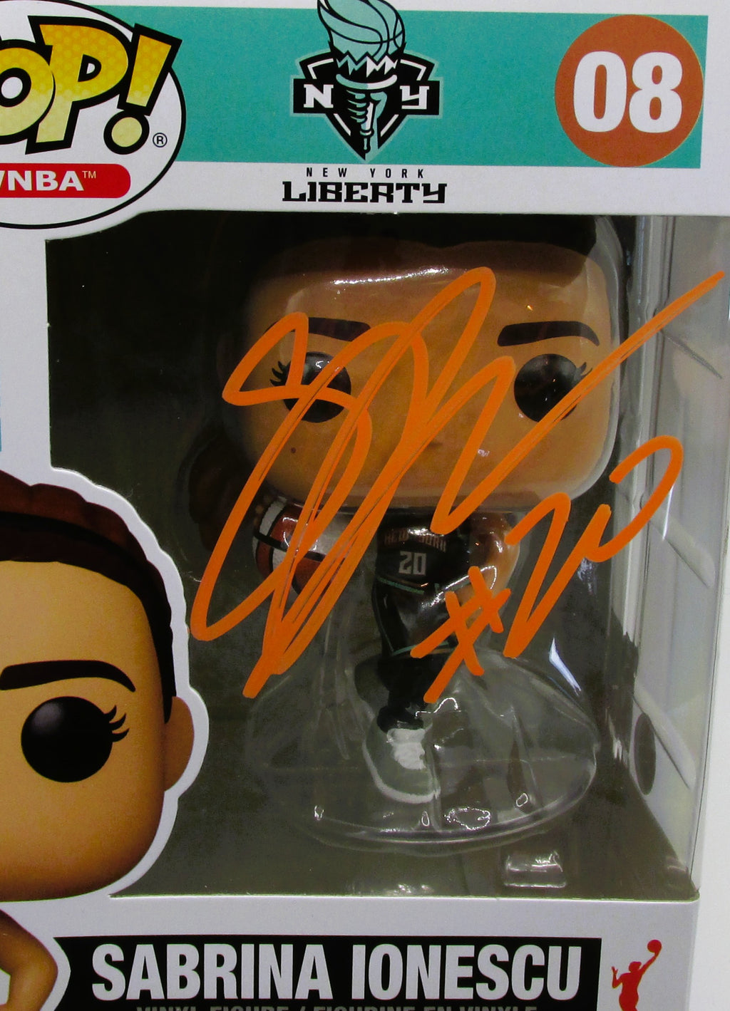 Sabrina Ionescu Signed Funko In Case With COA (PC484057) (Liberty)
