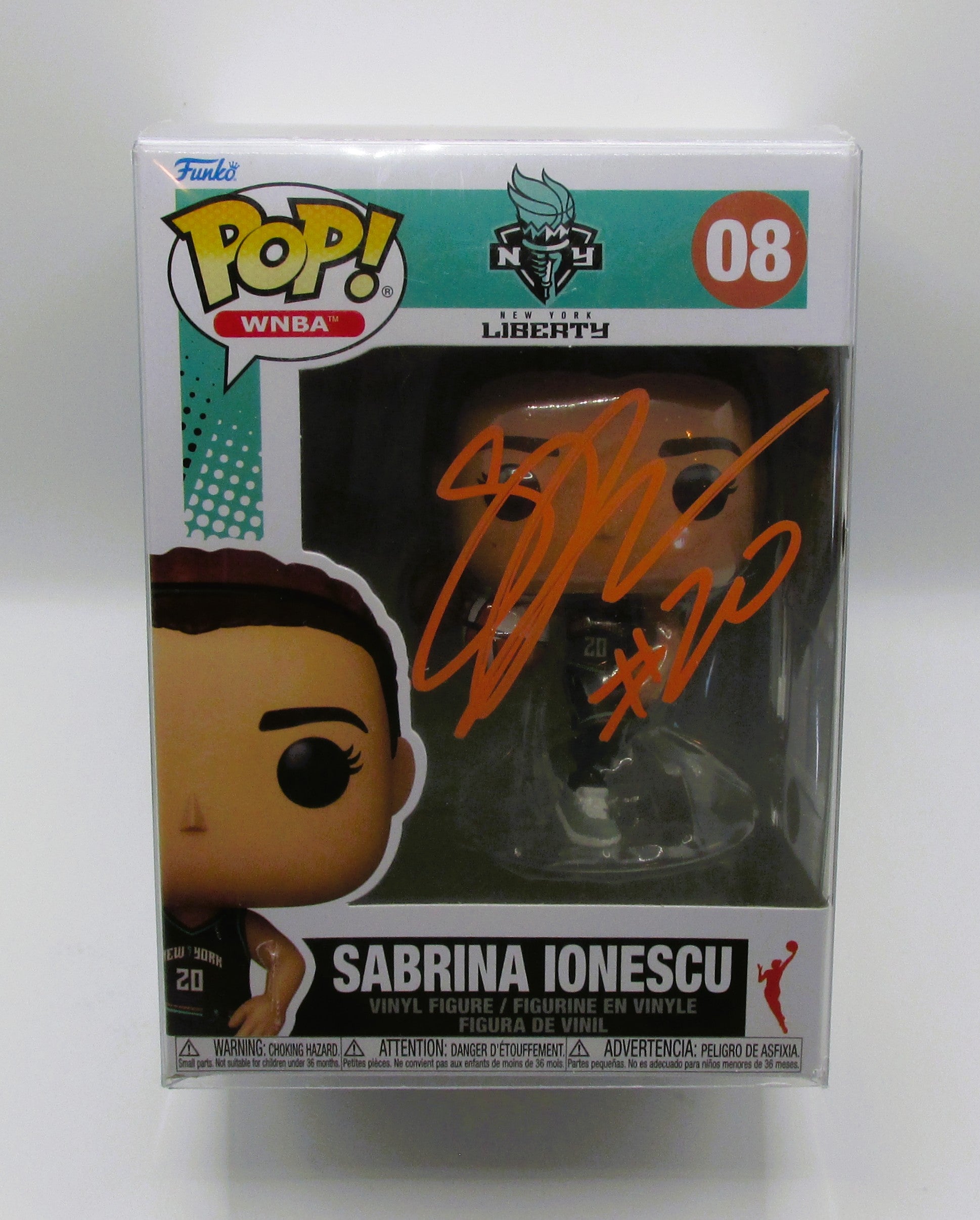 Sabrina Ionescu Signed Funko In Case With COA (PC484057) (Liberty)