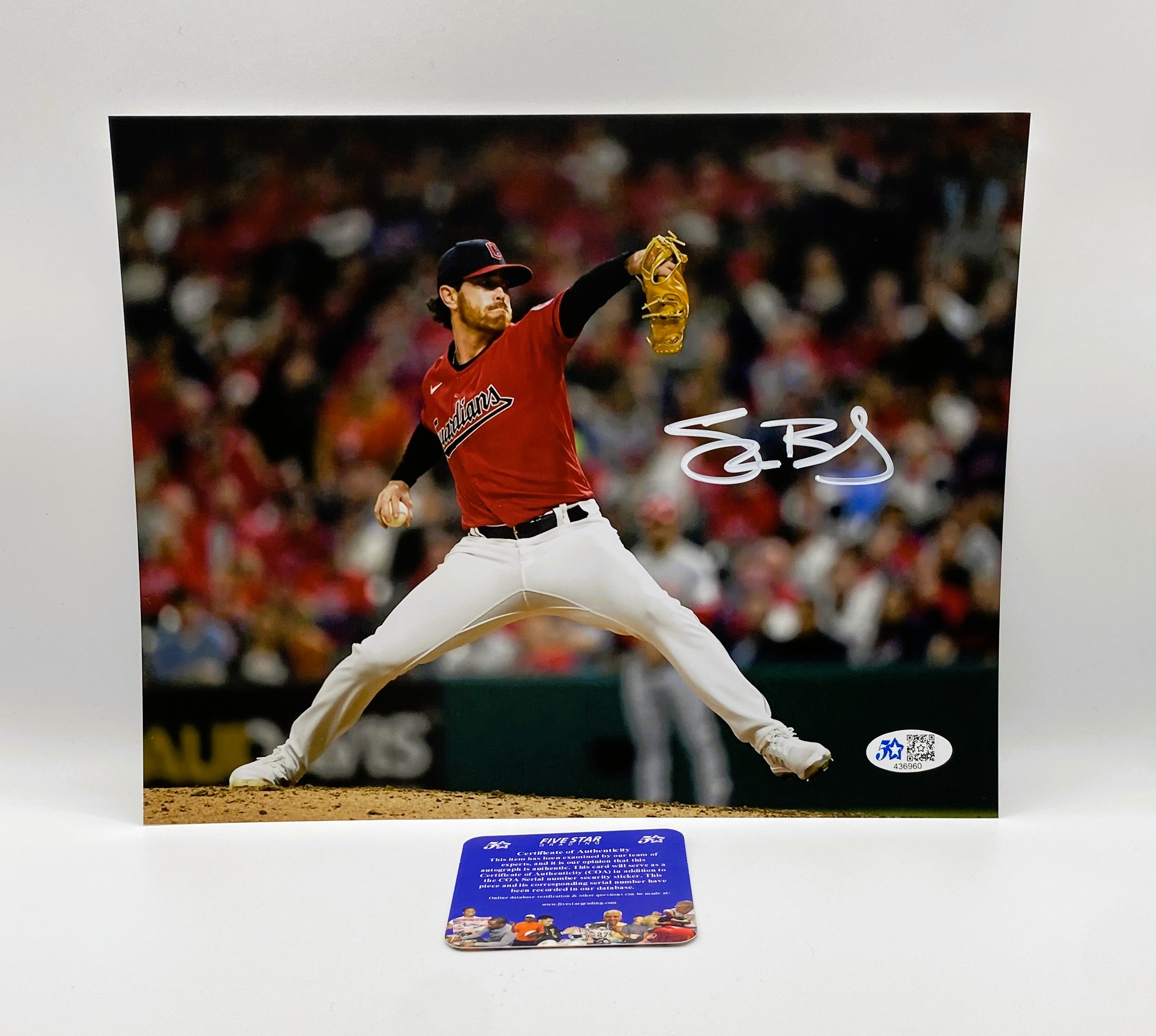 Shane Bieber Signed 8x10 Photo With COA (436960) (Guardians, Indians)