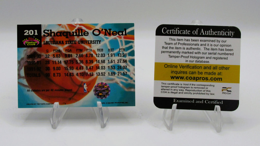 Shaquille O'Neal (Shaq) Signed Card With COA (PC480551) (Magic)