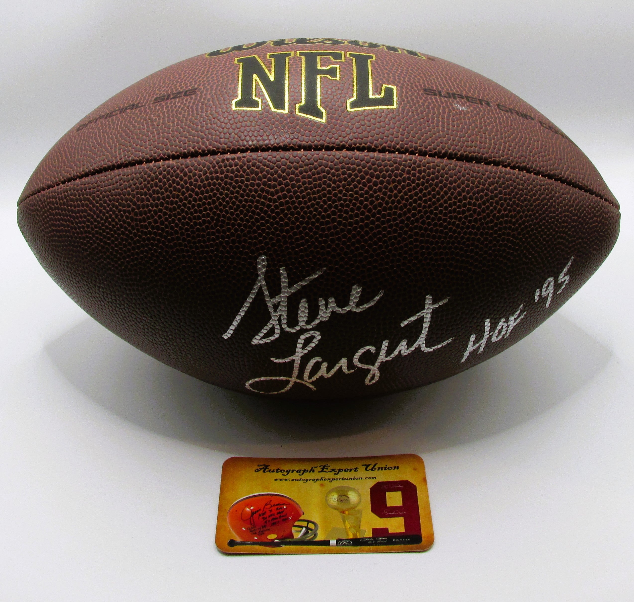 Steve Largent Signed Football With COA (120337) (Seahawks) HOF '95 Inscription