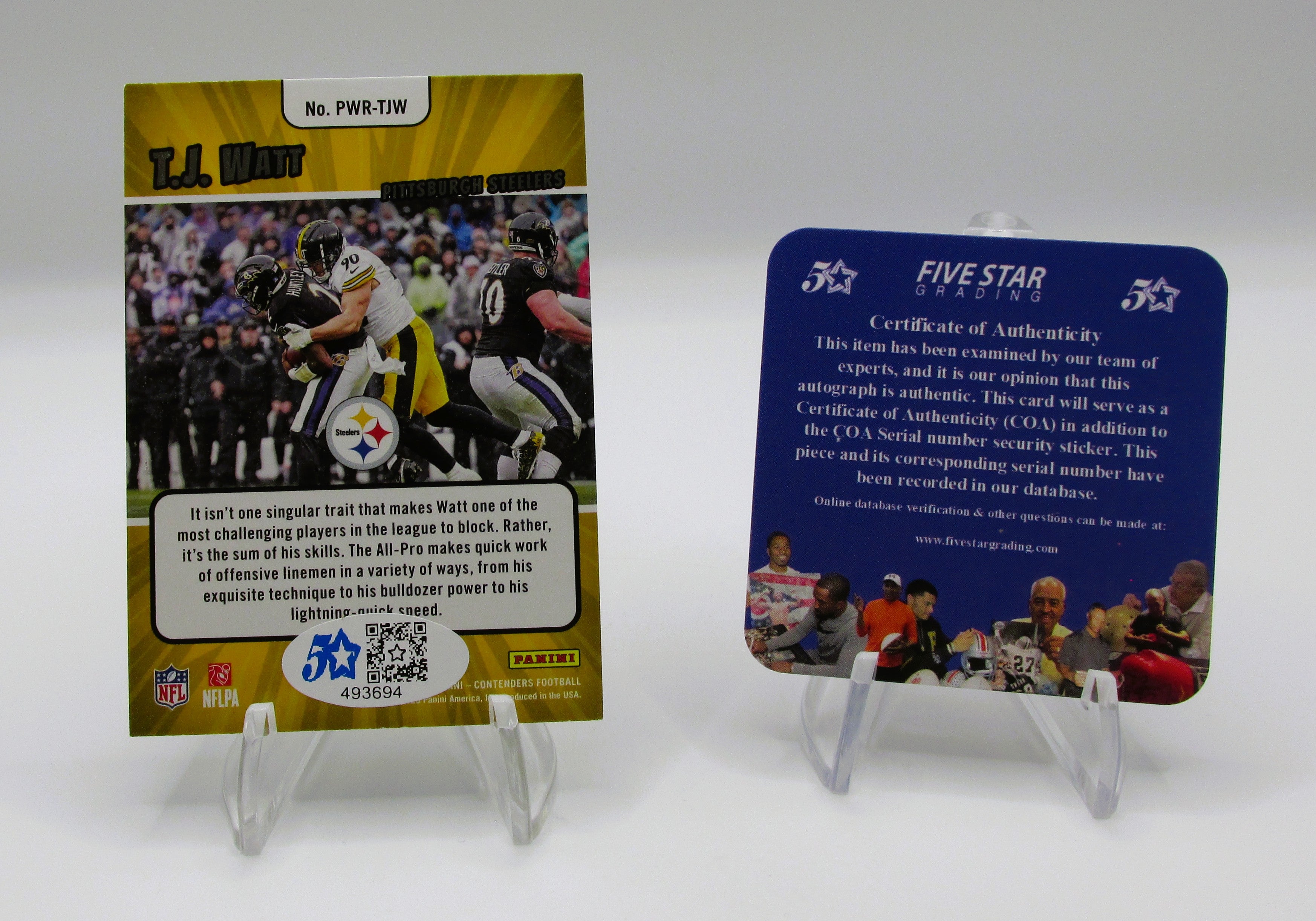 T.J. Watt Signed Card With COA (493694) (Steelers)