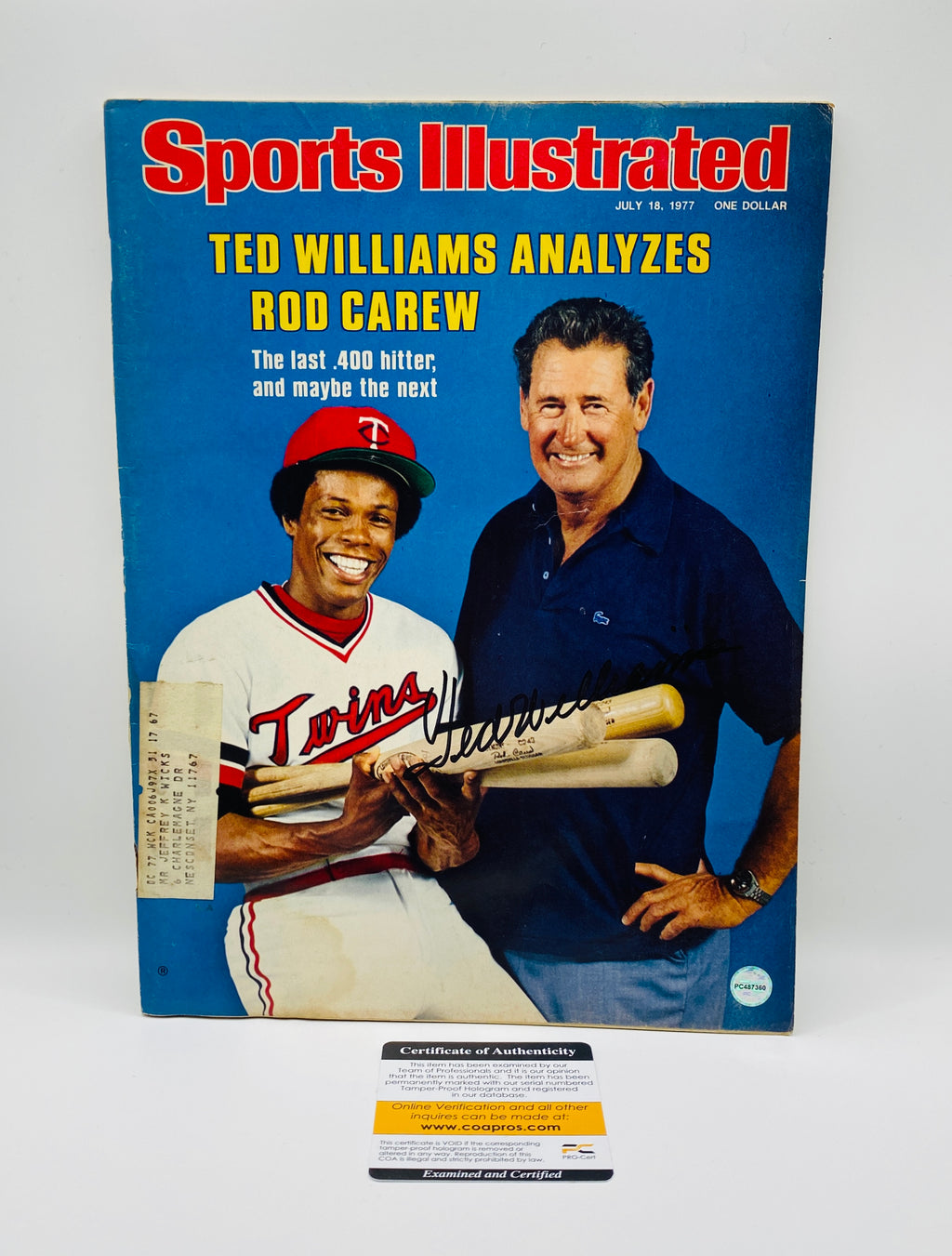 Ted Williams Signed Sports Illustrated Magazine With COA (PC487360) (Red Sox)
