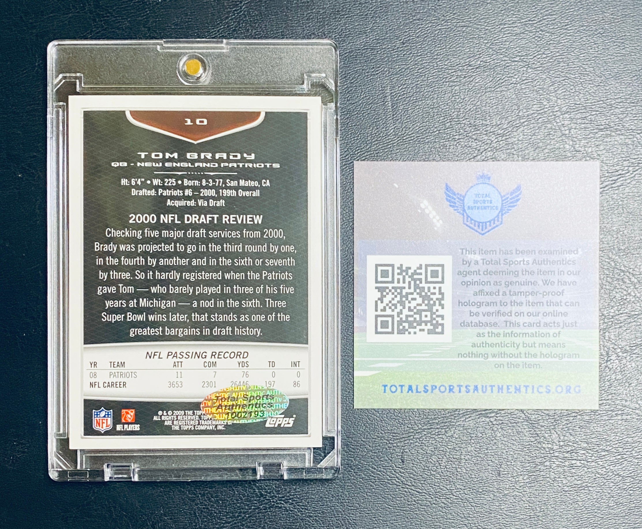 Tom Brady Signed Card With COA (1002193) (Patriots)