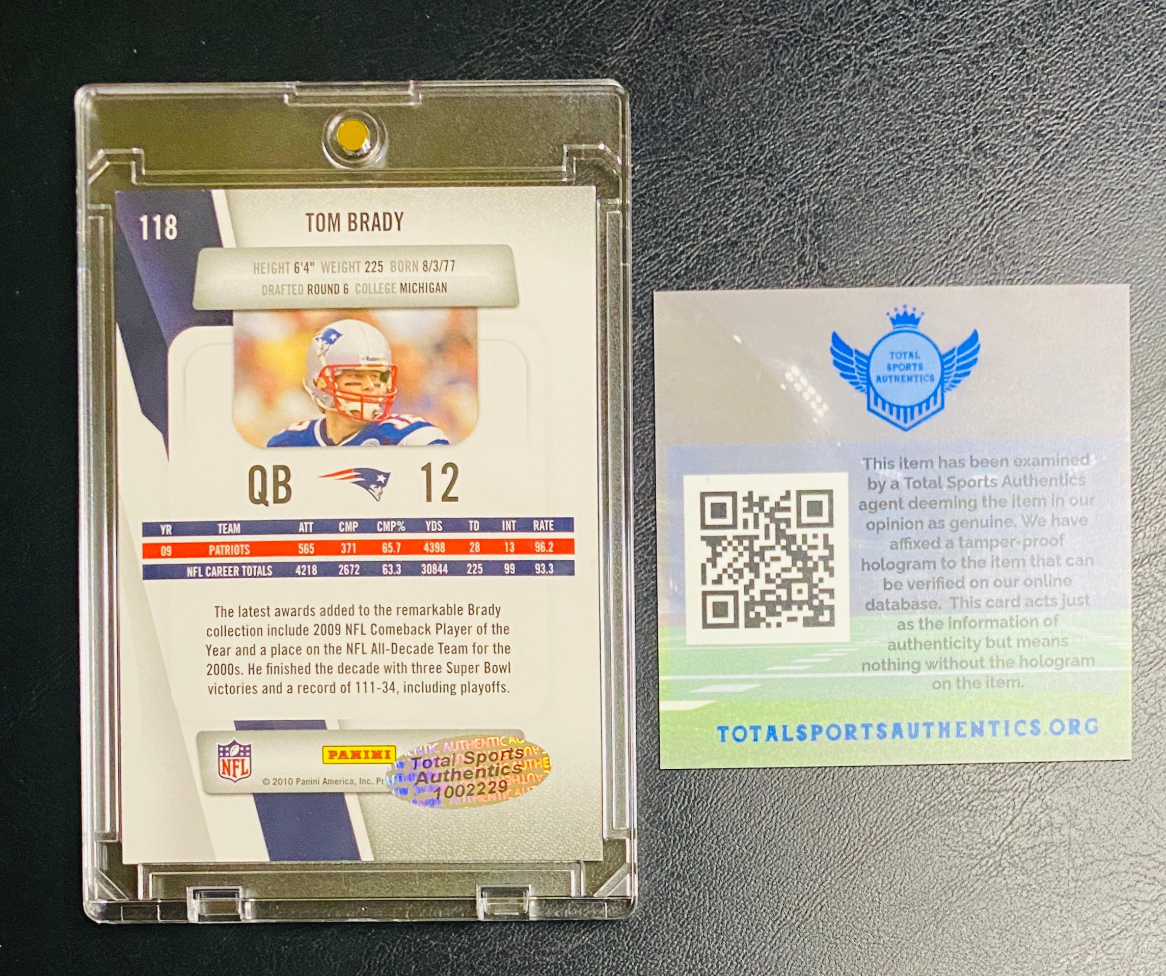 Tom Brady Signed Card With COA (1002229) (Patriots)