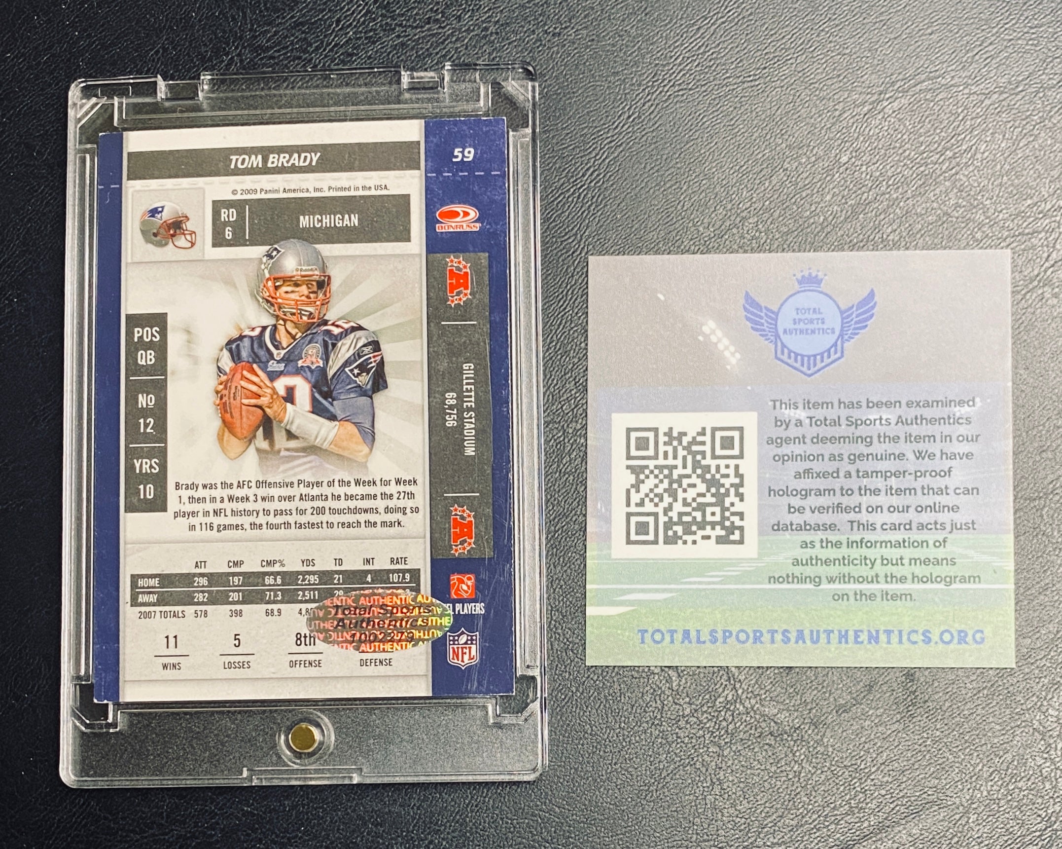 Tom Brady Signed Card With COA (1002279) (Patriots)