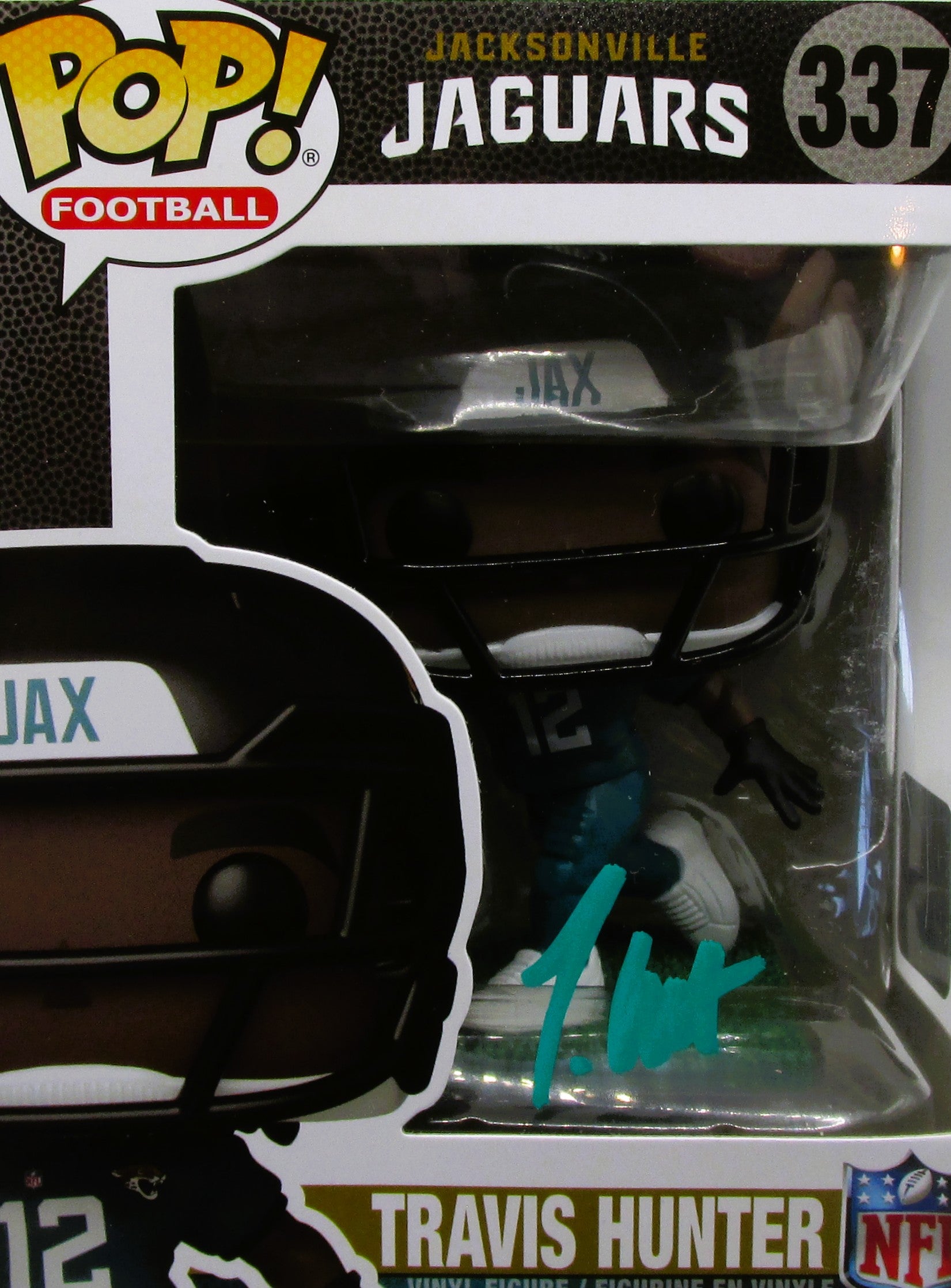 Travis Hunter Signed Funko In Case With COA (PC484342) (Jaguars)
