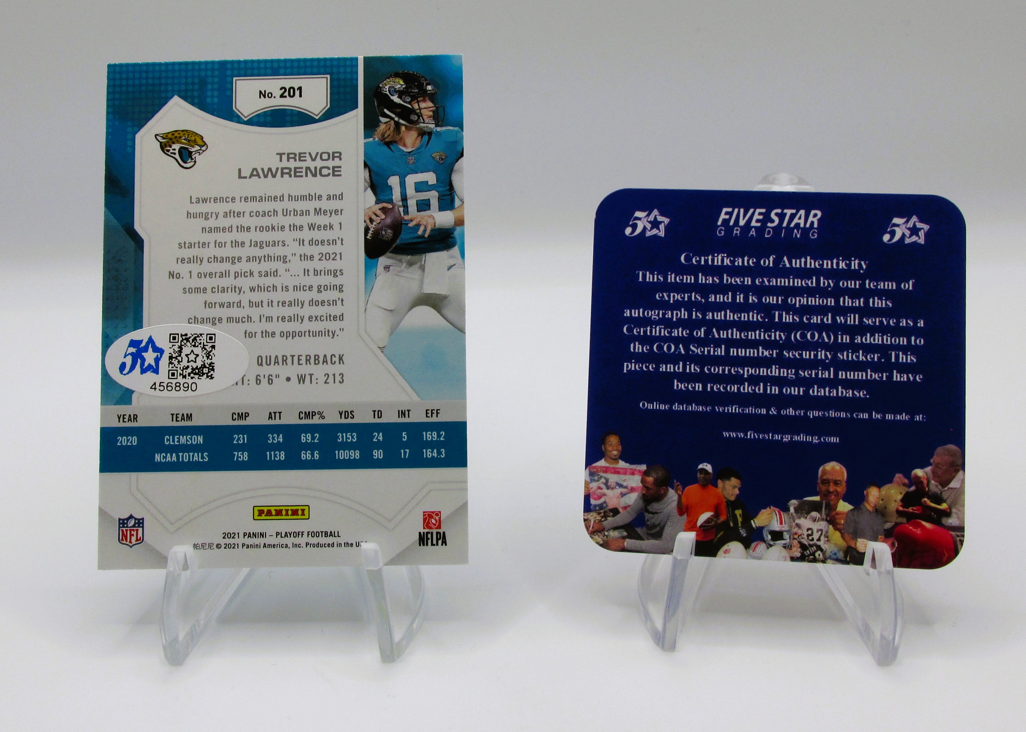 Trevor Lawrence Signed Rookie Card With COA (456890) (Jaguars)