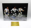 Wayne Gretzky, Mario Lemieux and Brett Hull Signed 8x10 Photo With COA (BENT)