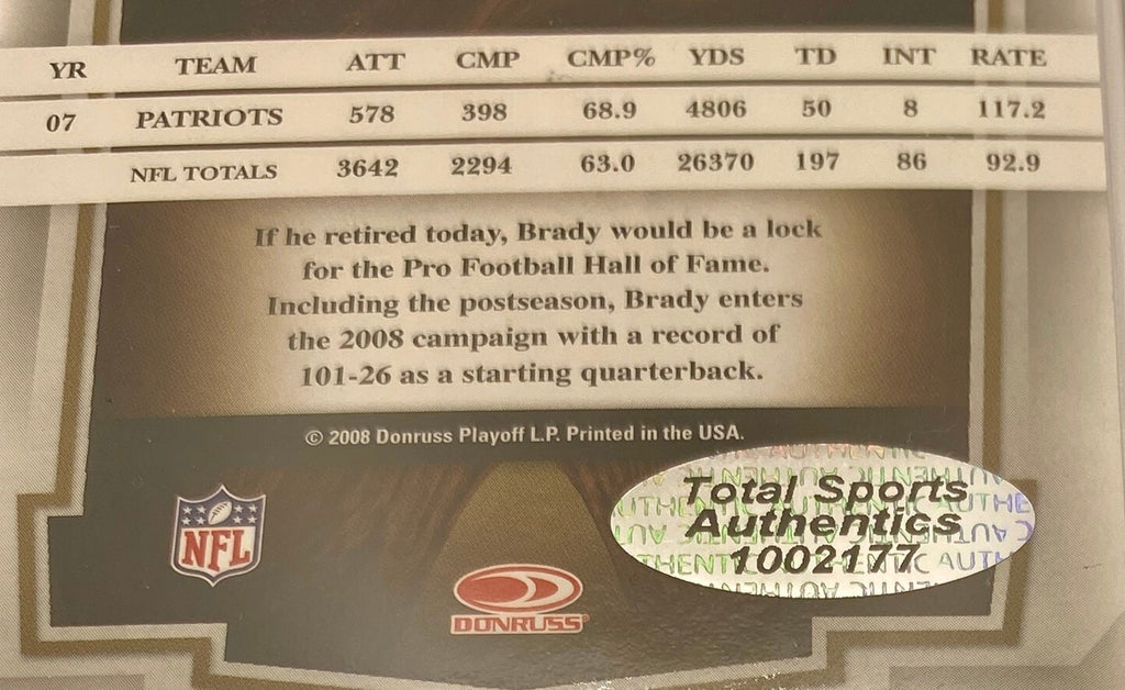 Tom Brady Signed Card With COA (1002177) (Patriots)